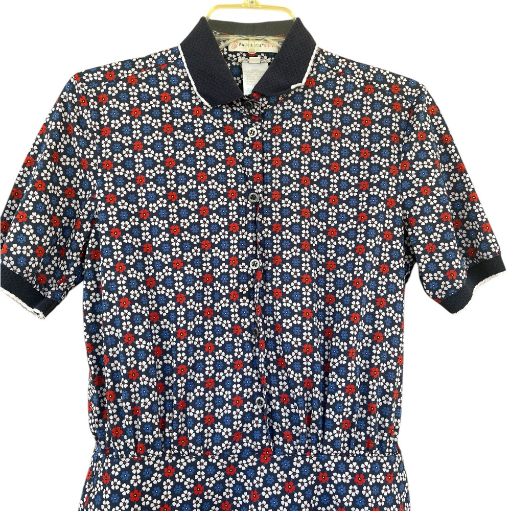 Paul & Joe SISTER Navy Red White Floral Button-Front Dress - Picture 2 of 12
